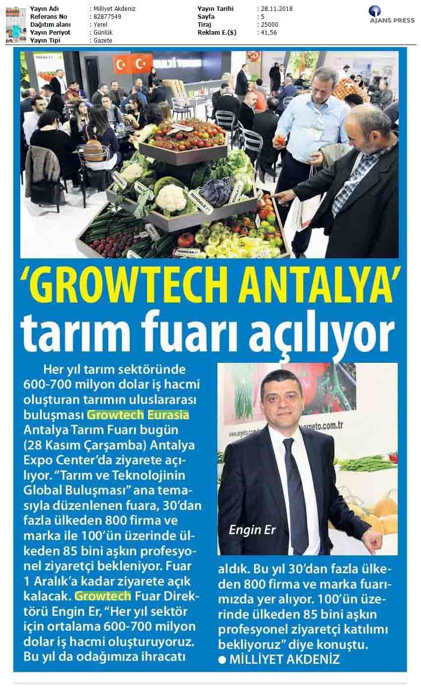 Milliyet Akdeniz Growtech Tarim Fuari Bugün Kapılarını Açıyor 2018 11 28 (2)