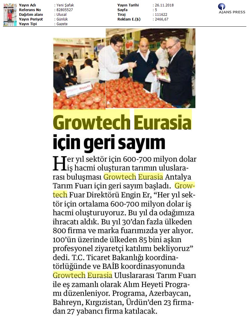 Yeni Safak Growtech Eurasia İçin Geri Sayım 2018 11 26