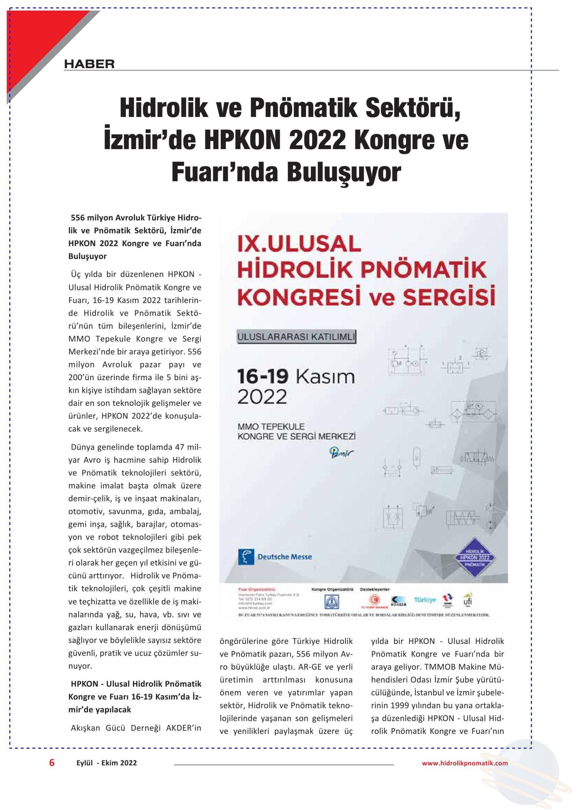 2022-09-01 HİDROLİK&PNÖMATİK HİDROLİK VE PNÖMATİK SEKTÖRÜ, İZMİR’DE HPKON 2022 KONGRE VE FUARI’NDA BULUŞUYOR 33945bff2281