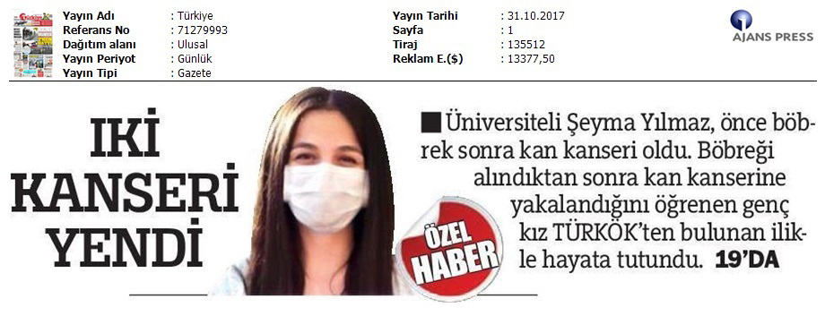 İki Kanseri Yendi Türkiye Gazetesi -2 31.10.2017