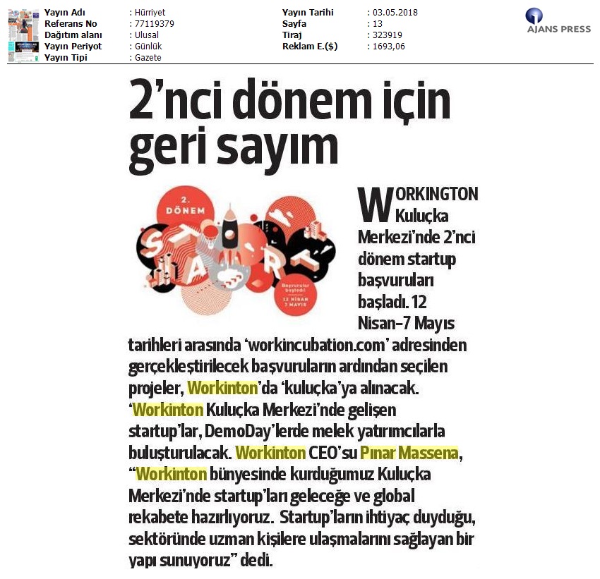 Workinton Hürriyet 03.05.2018