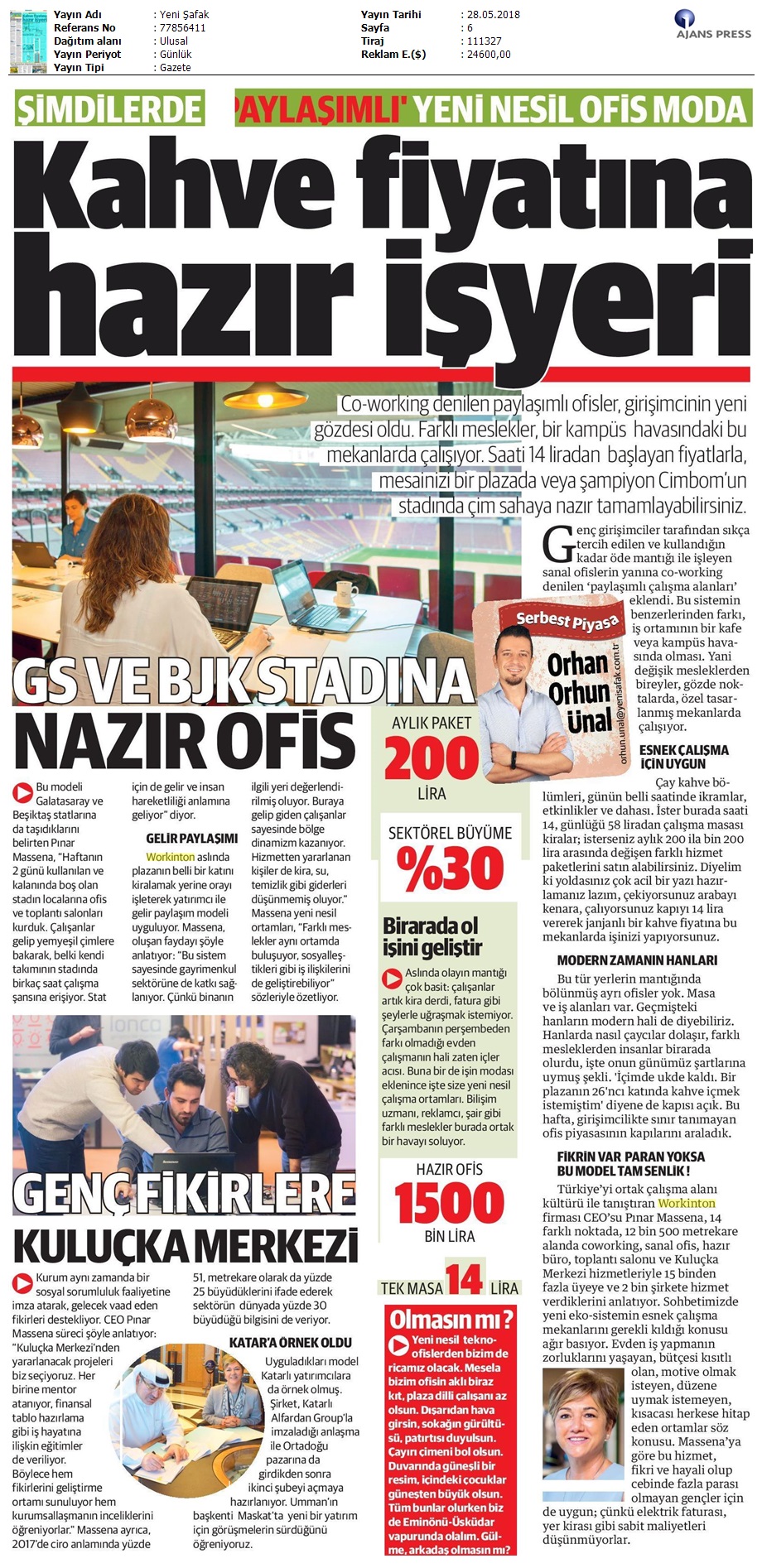 Workinton Yeni Safak 28.05.2018