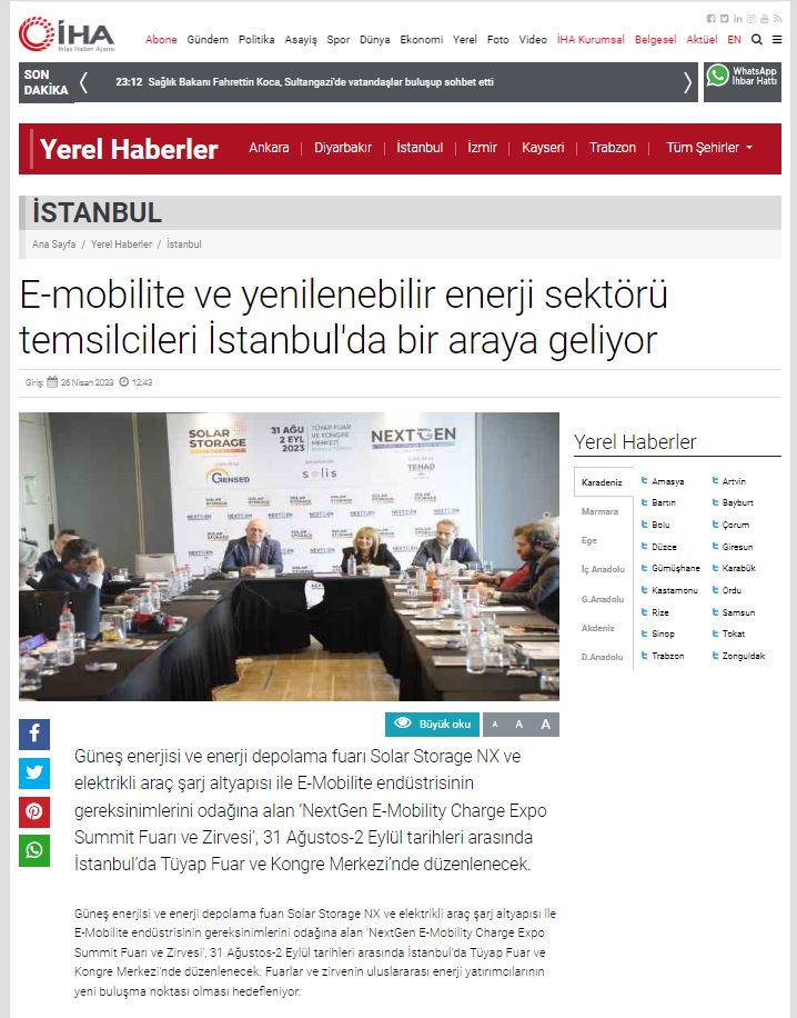 E-mobilite ve yenilenebilir enerji sektörü temsilcileri İstanbul'da bir araya geliyor